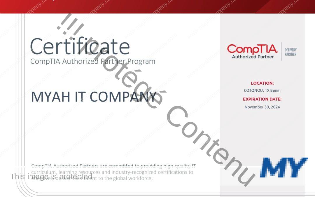 MYAH IT COMPANY devient partenaire certifié de CompTia